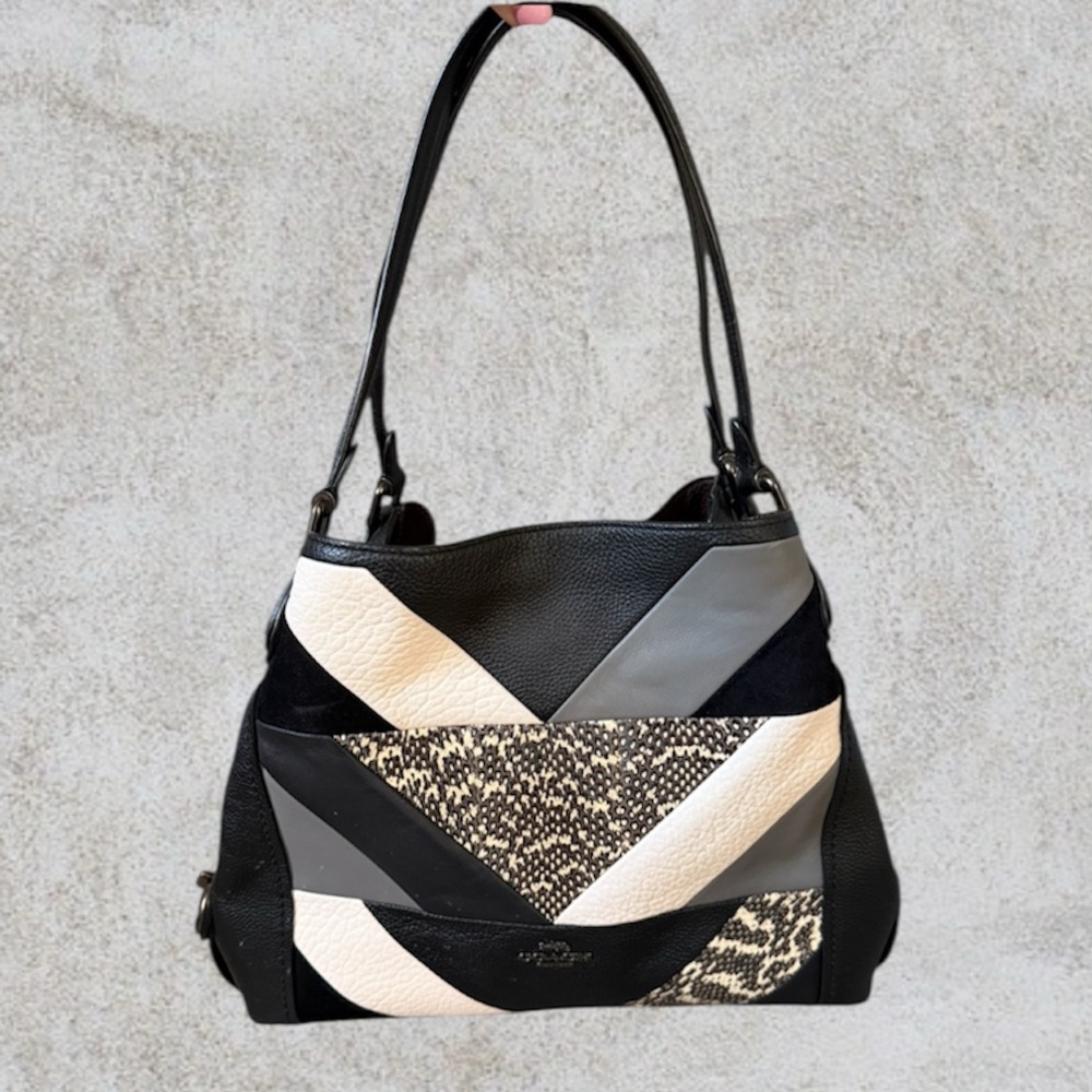 Coach Black, Gray, and Cream Shoulder Bag